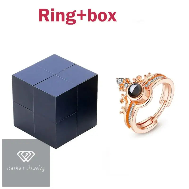 Personalized 'I Love You' Rings Set with Creative Jewelry Box-Sasha´s Jewelry