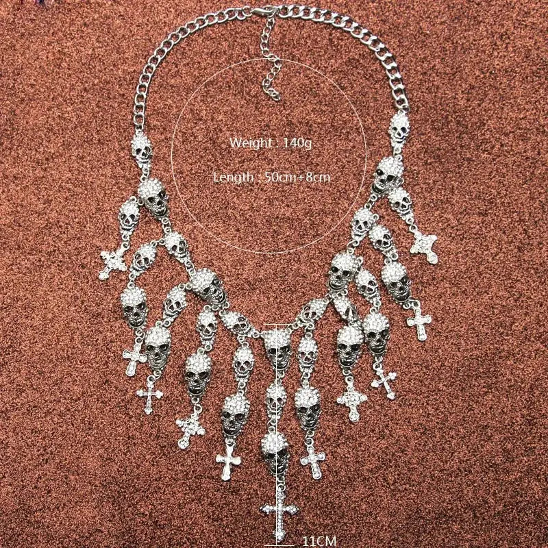 Joyería de Cristal con Cruz de Calavera del Departamento de Esqueletos de Moda-Sasha´s Jewelry