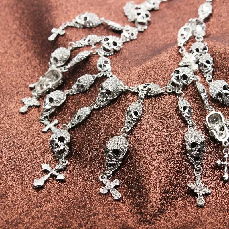 Joyería de Cristal con Cruz de Calavera del Departamento de Esqueletos de Moda-Sasha´s Jewelry